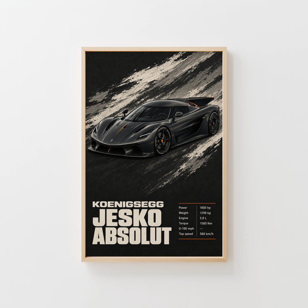 Vintage Koenigsegg Jesko Absolut Print, Car Wall Art