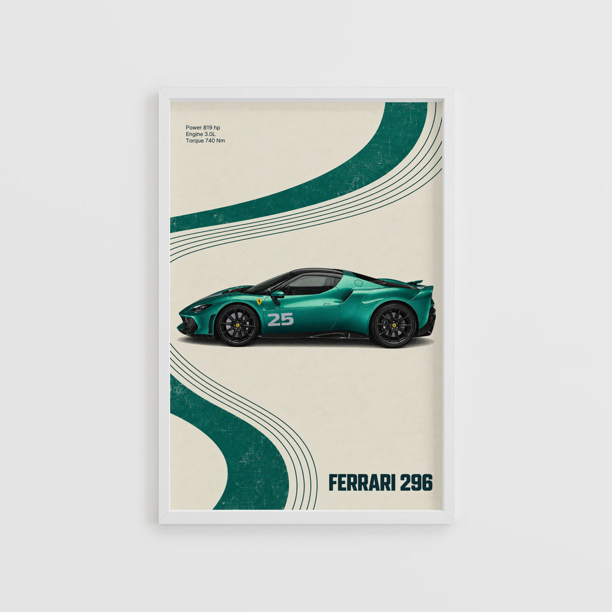 Vintage Ferrari 296 Print, Car Wall Art