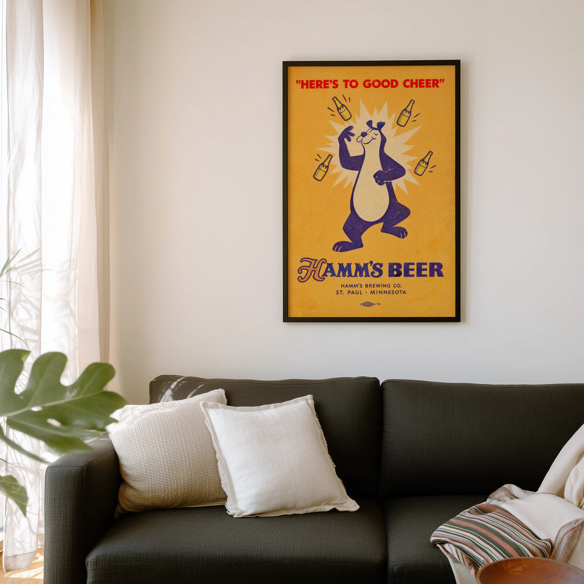 Vintage Hamm's Beer Bear Print, Brewery Poster, Bar Decor