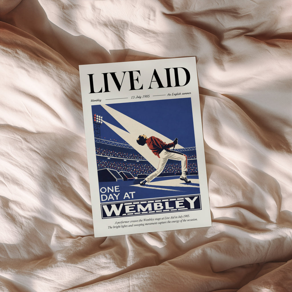 Vintage Wembley Poster, Live Aid 1985 Print, Wall Art