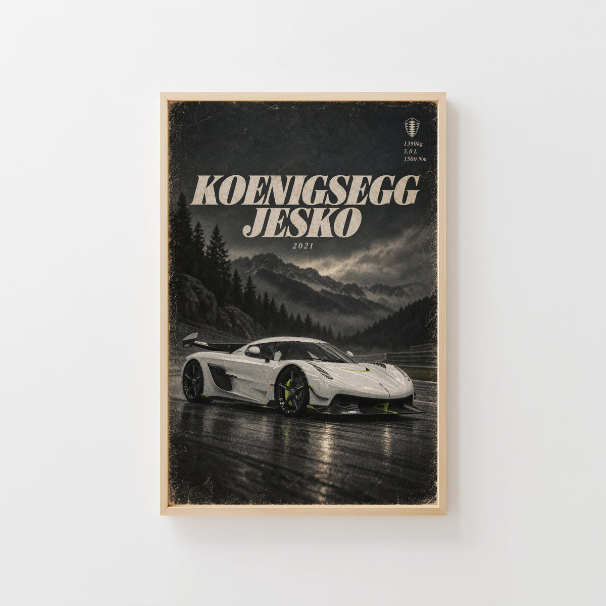 Vintage Koenigsegg Jesko Print, Supercar Wall Art
