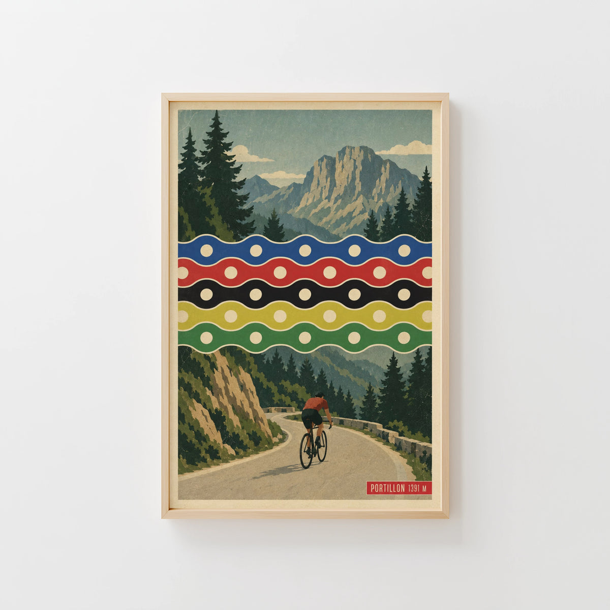 Vintage Portillon Cycling Poster, Mountain Road Wall Art