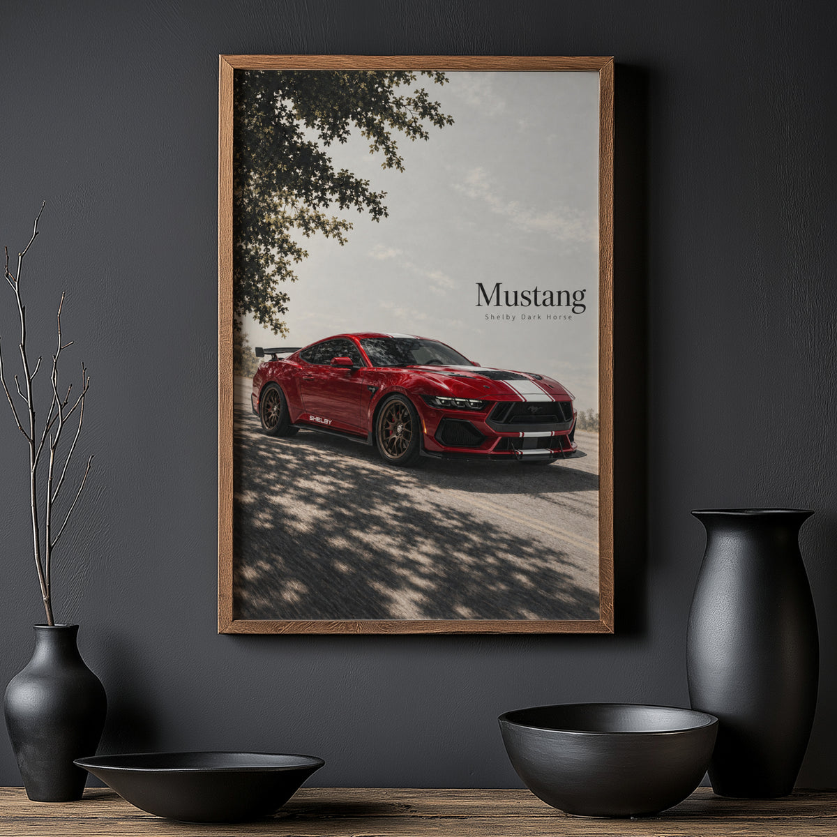 Vintage Mustang Shelby Dark Horse Print, Car Art