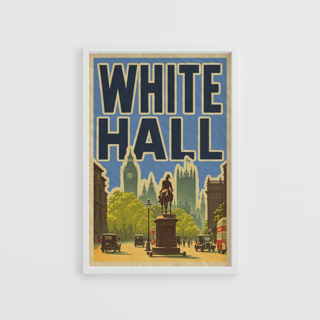 Vintage Whitehall London Poster, Travel Wall Art, City Print