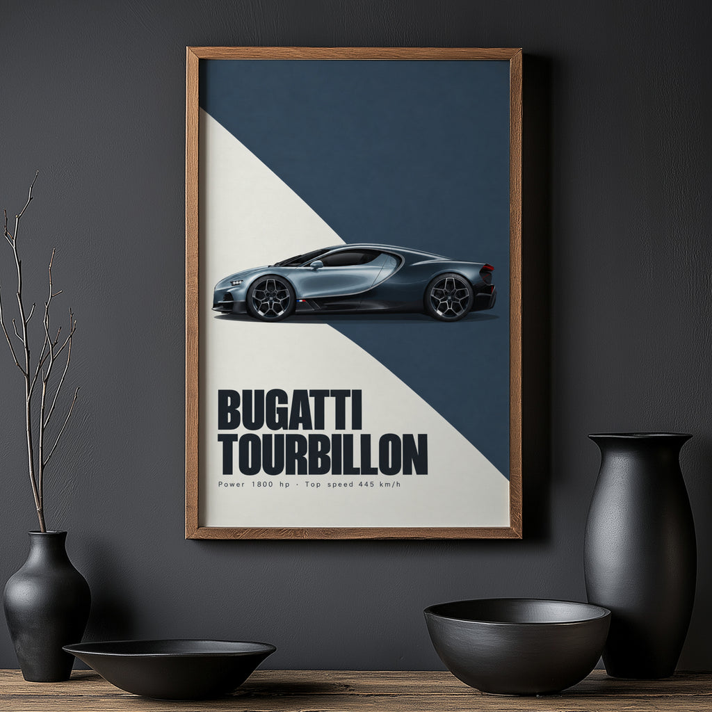 Vintage Bugatti Tourbillon Print, Car Poster, Wall Art