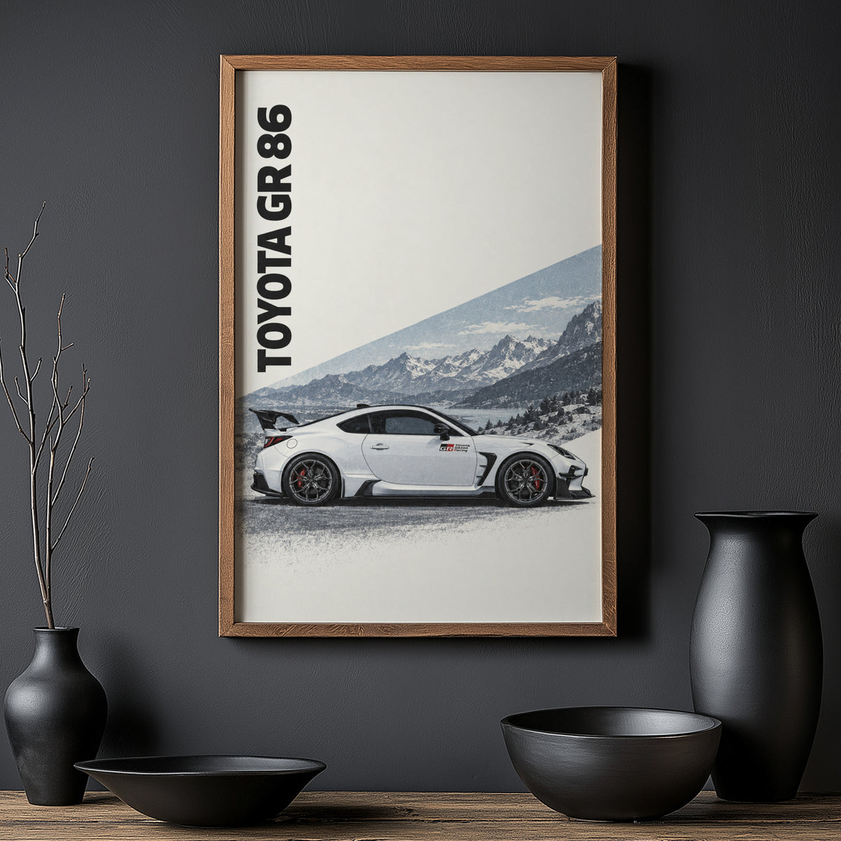 Vintage Toyota GR 86 Print, Car Poster, Mountain Art