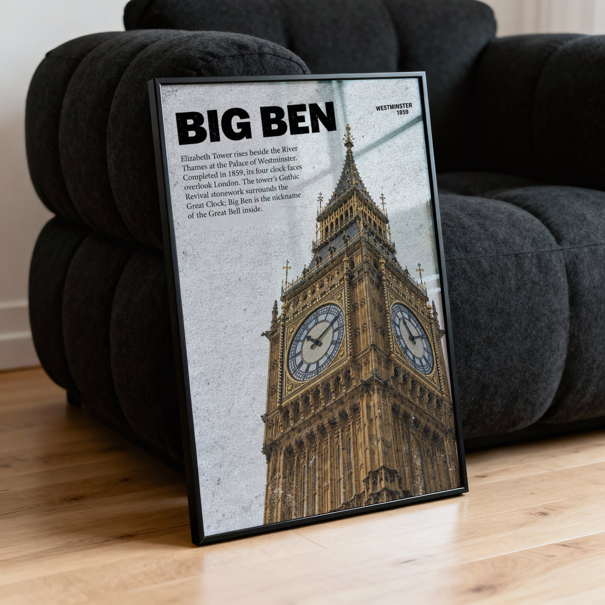 Vintage Big Ben London Poster, Westminster Wall Art Print