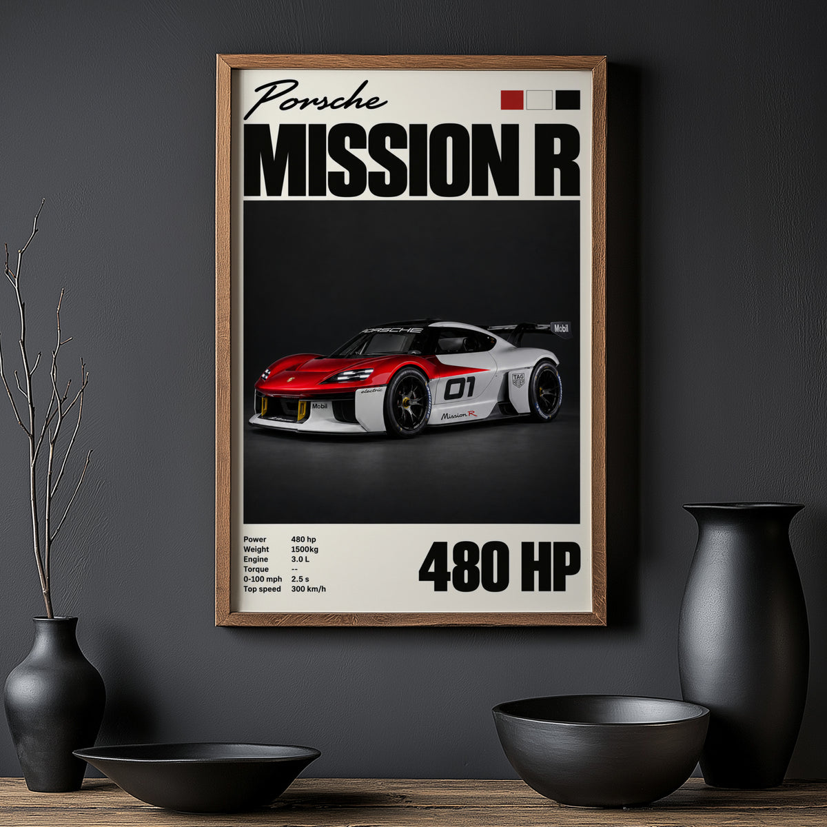 Vintage Print, Porsche Mission R, Car Wall Art