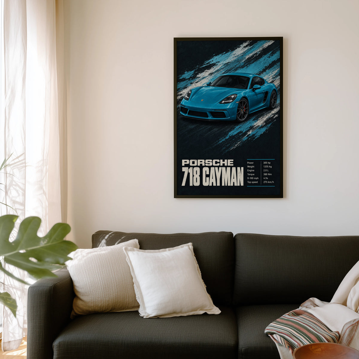 Vintage Porsche 718 Cayman Print, Car Wall Art