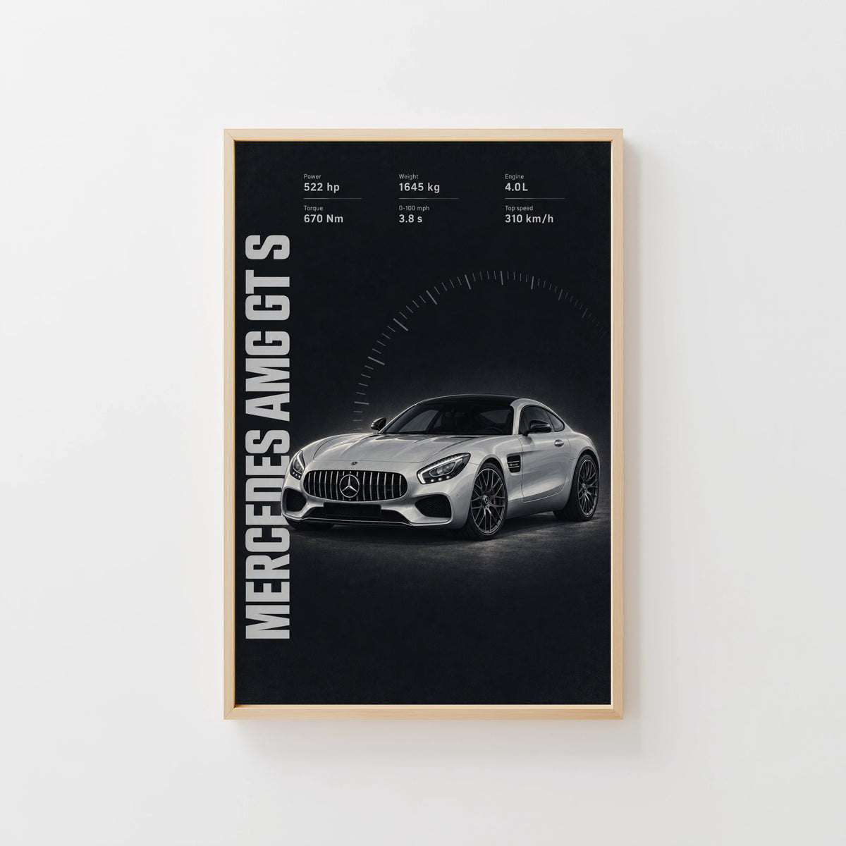 Vintage Mercedes AMG GT S Print, Car Wall Art