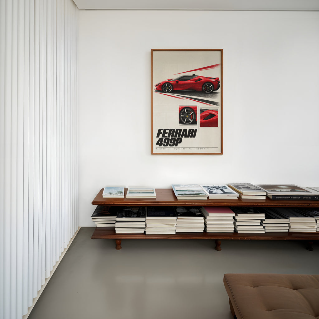 Vintage Ferrari 499P Print, Red Supercar Wall Art