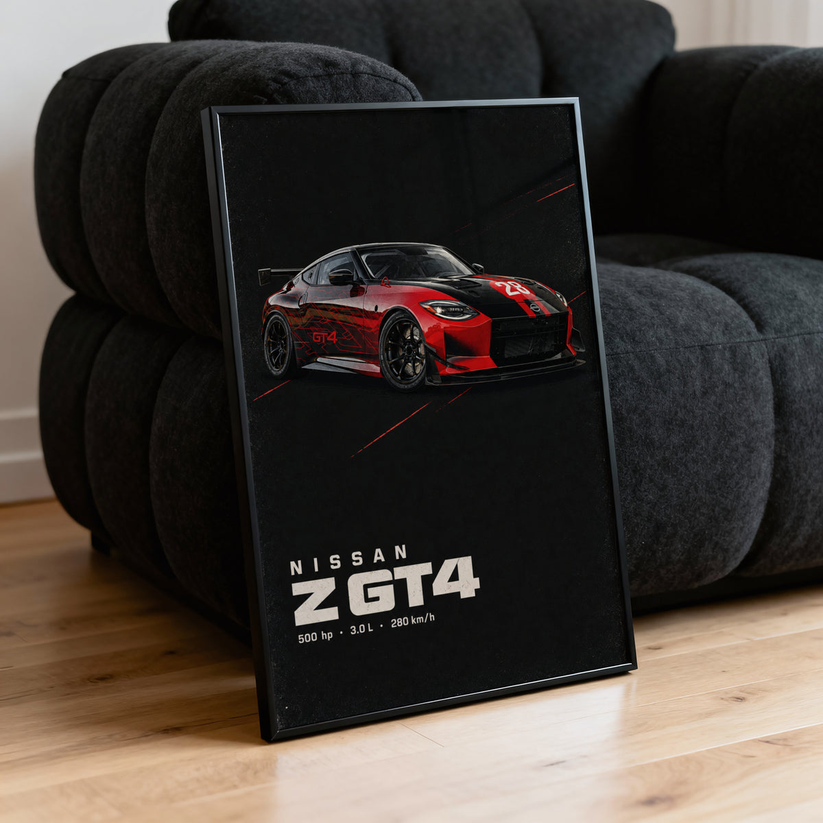Vintage Nissan Z GT4 Print, Racing Car Wall Art