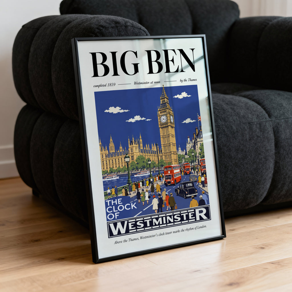 Vintage Big Ben London Poster, Westminster Wall Art Print