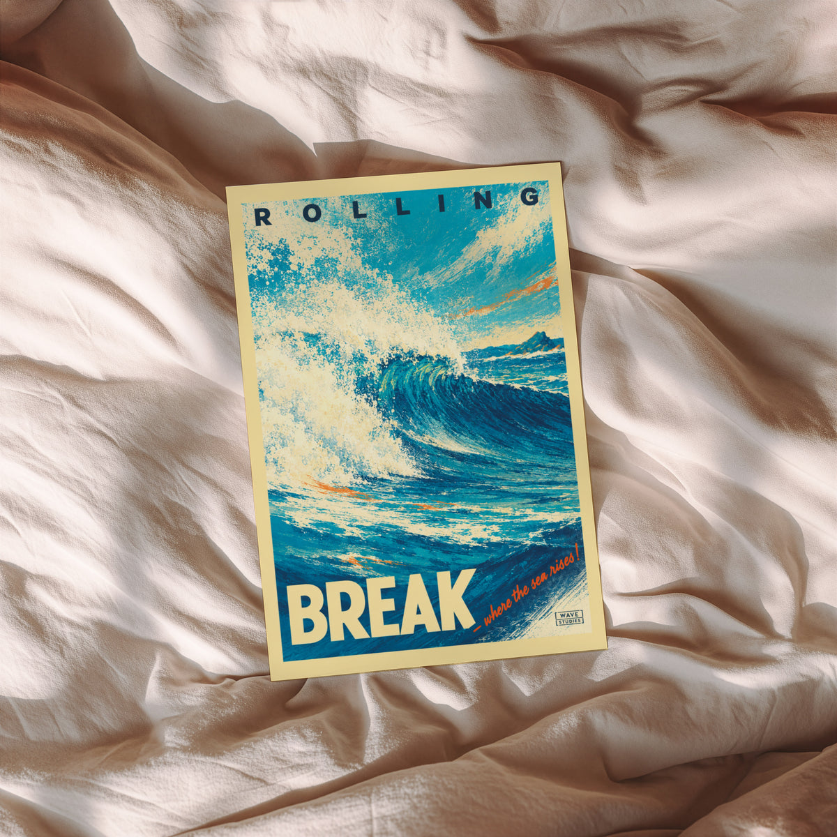Vintage Surf Print and Poster, Ocean Wave Wall Art