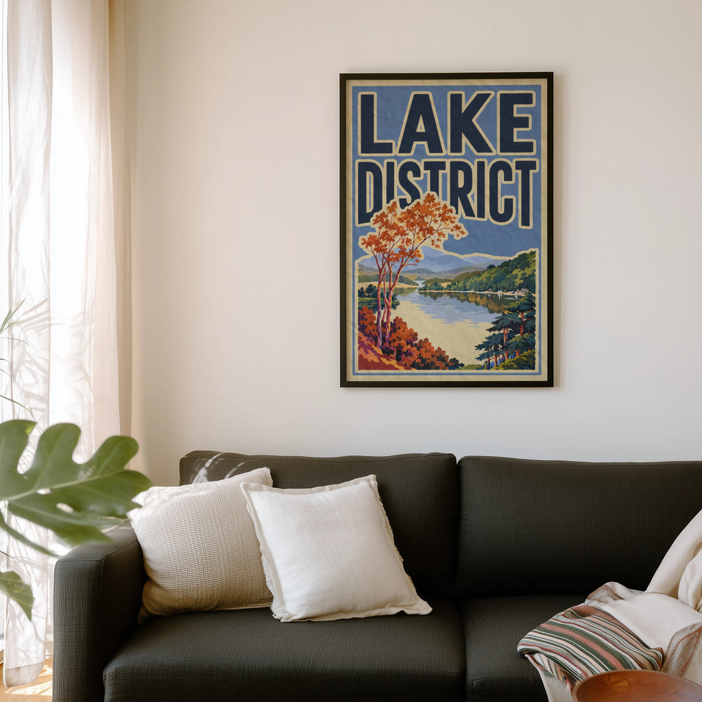 Vintage Lake District Poster, Autumn Landscape Print