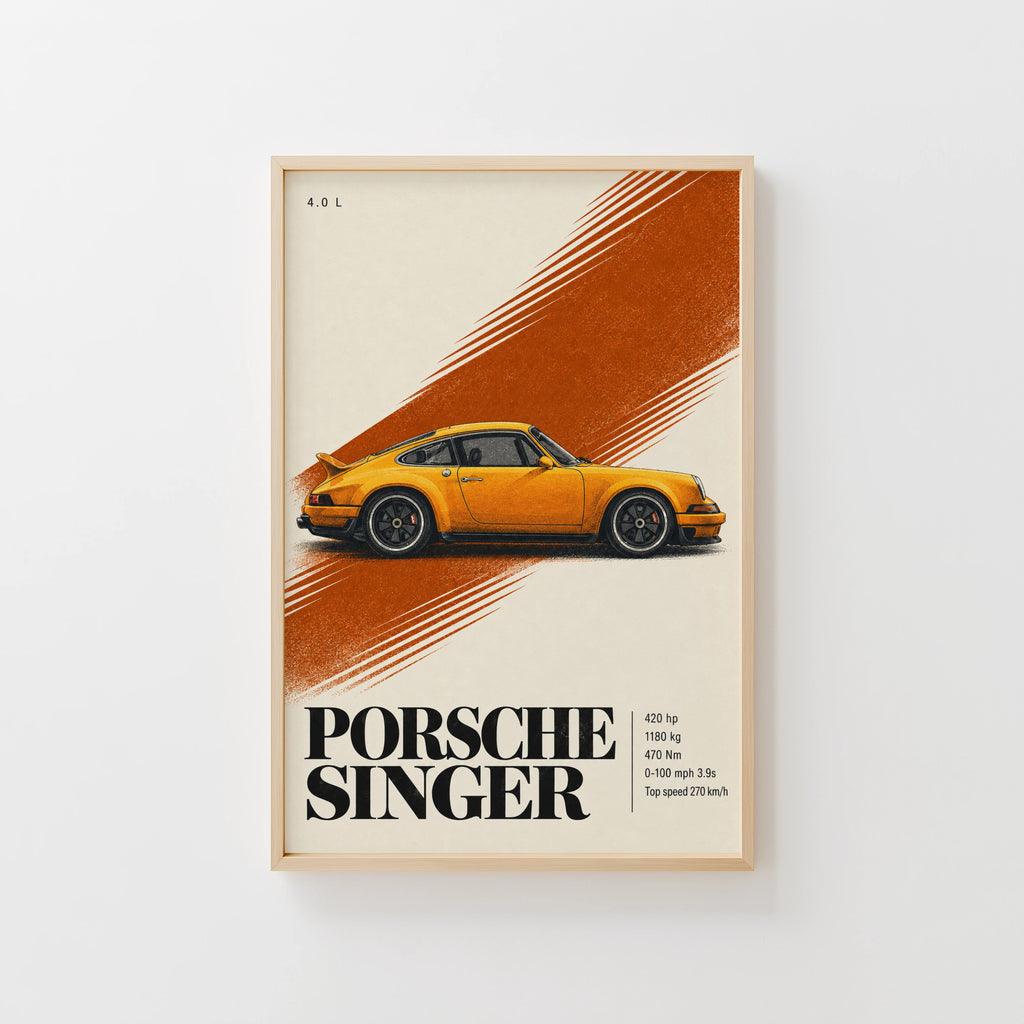 Vintage Porsche Singer Print, Car Wall Art
