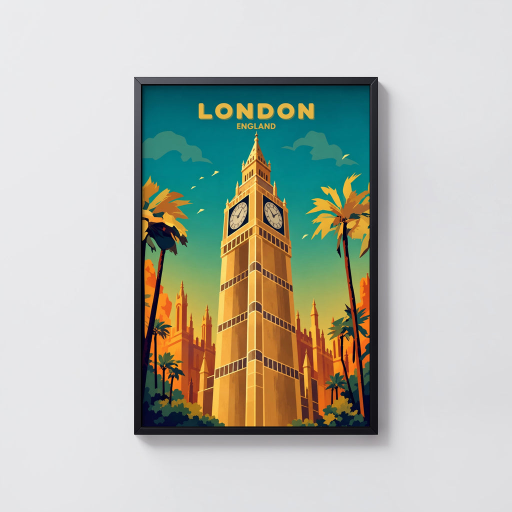 Vintage London Print, Big Ben Poster, Travel Wall Art