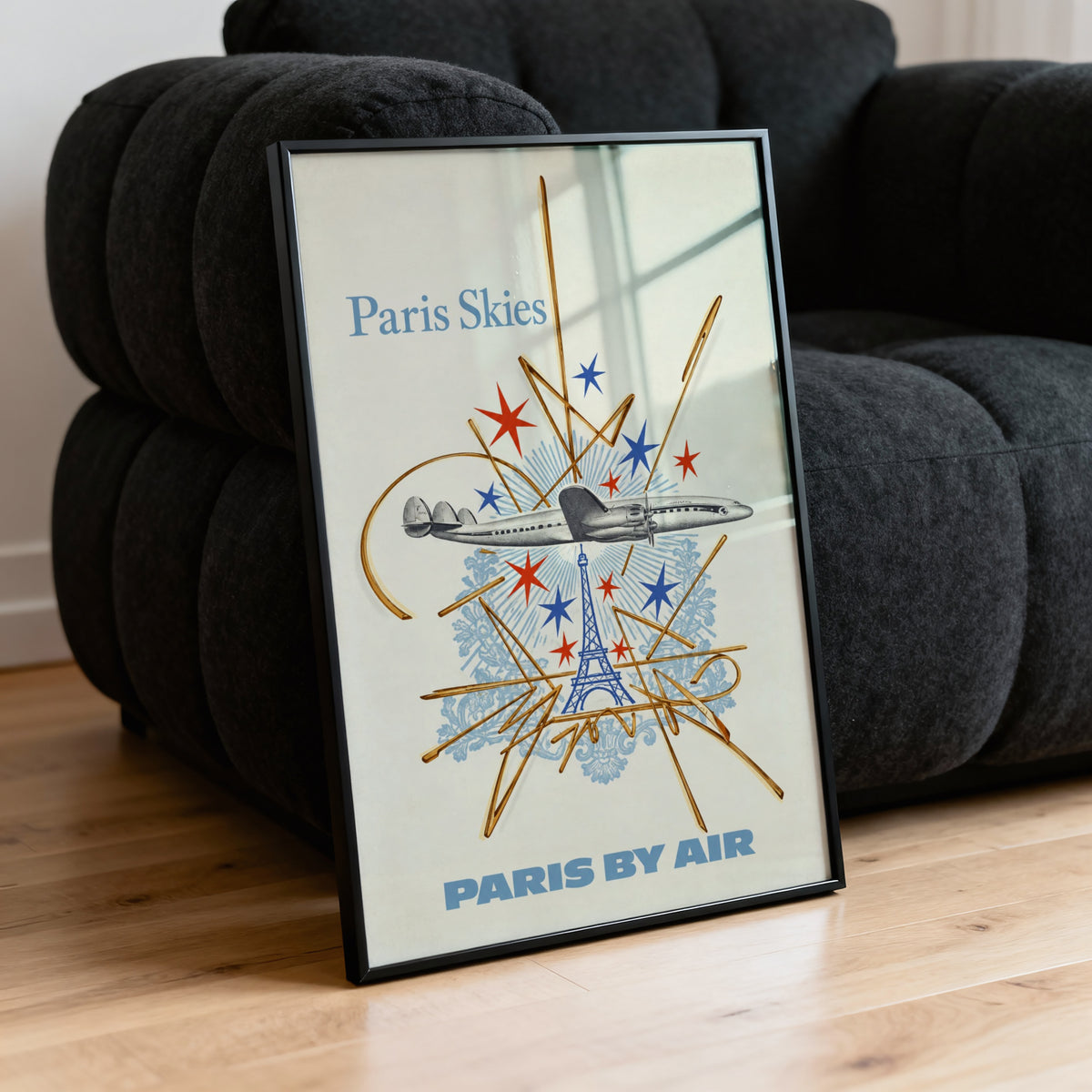 Vintage Paris Poster, Eiffel Tower Wall Art, Travel Print