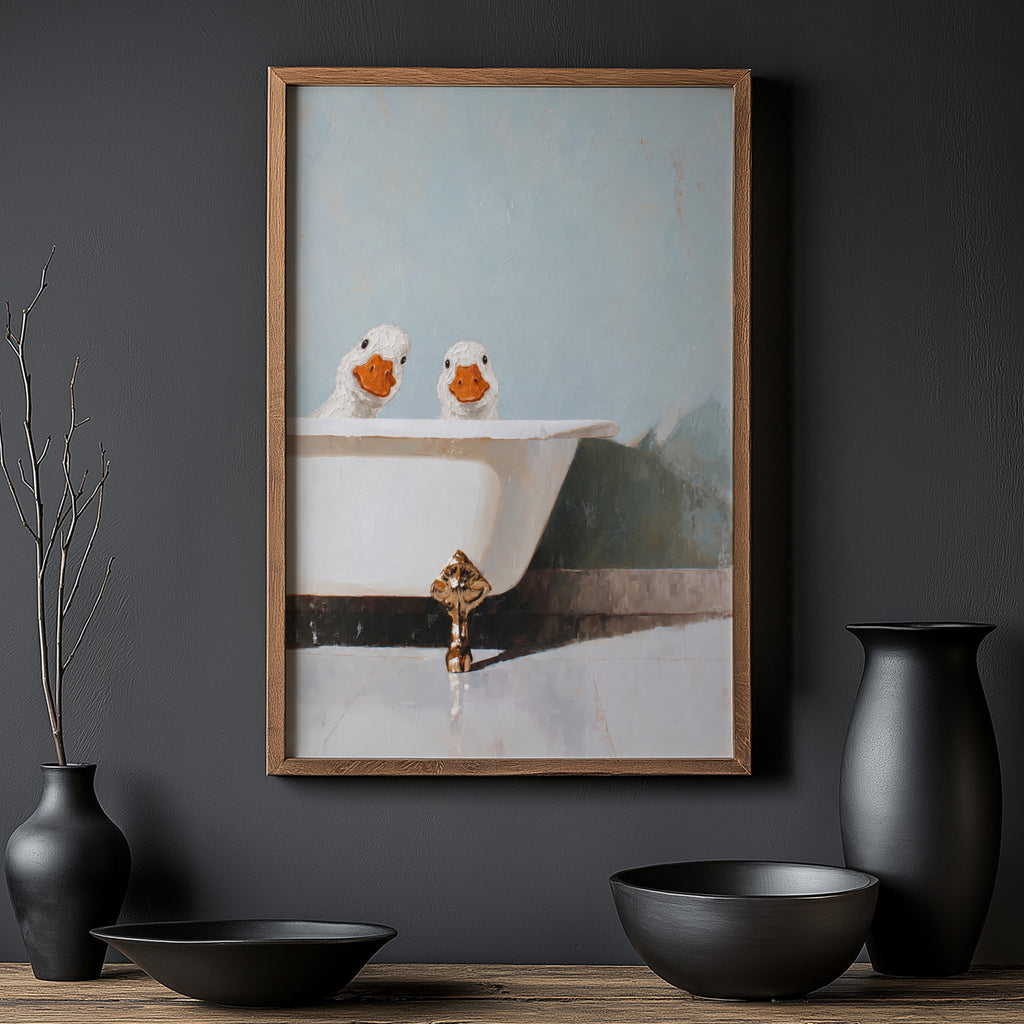 Vintage Duck Bathtub Print and Poster, Bathroom Art