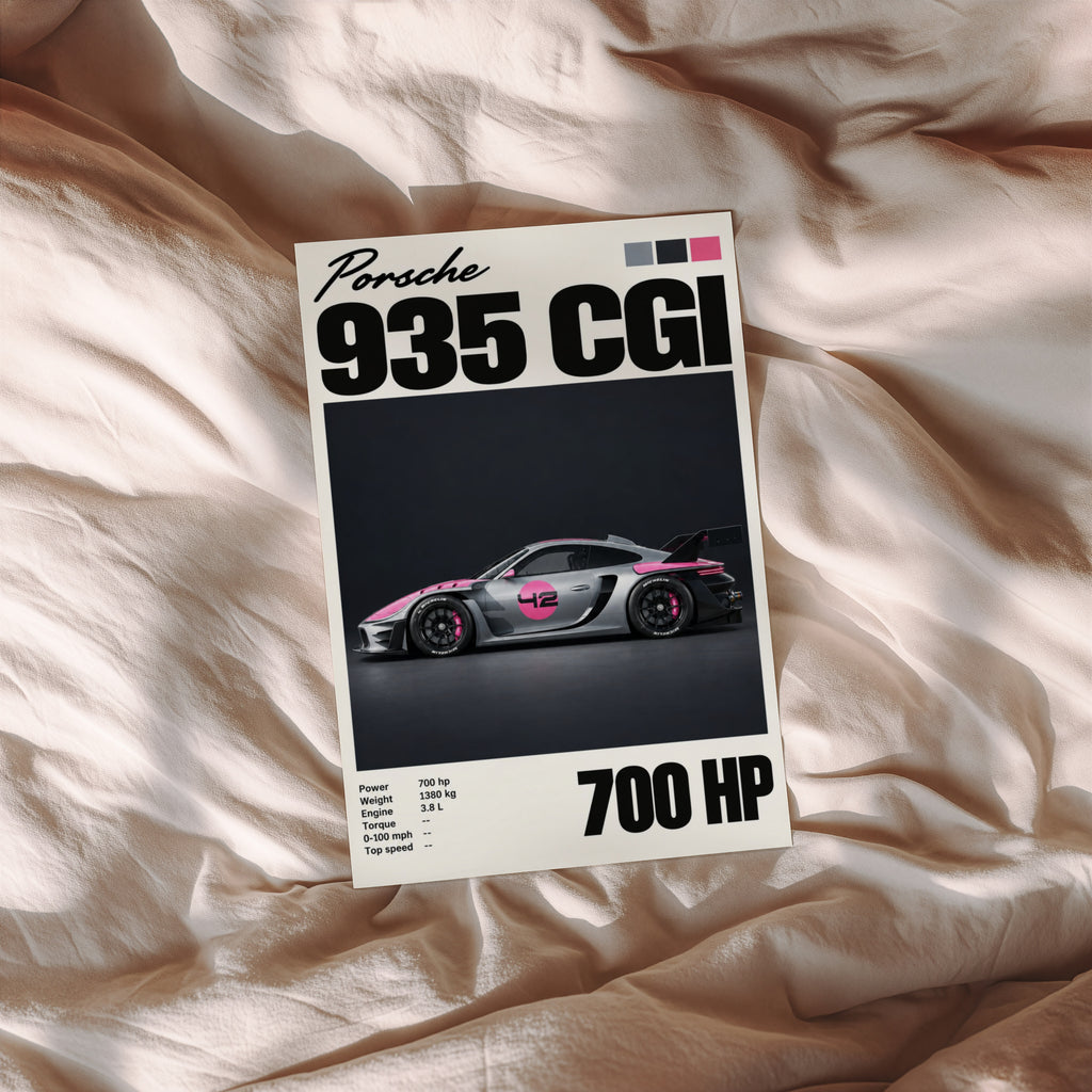 Vintage Print, Porsche 935 Racing Car Wall Art