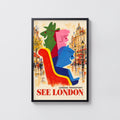 Vintage London Poster, See London Print, Retro Wall Art