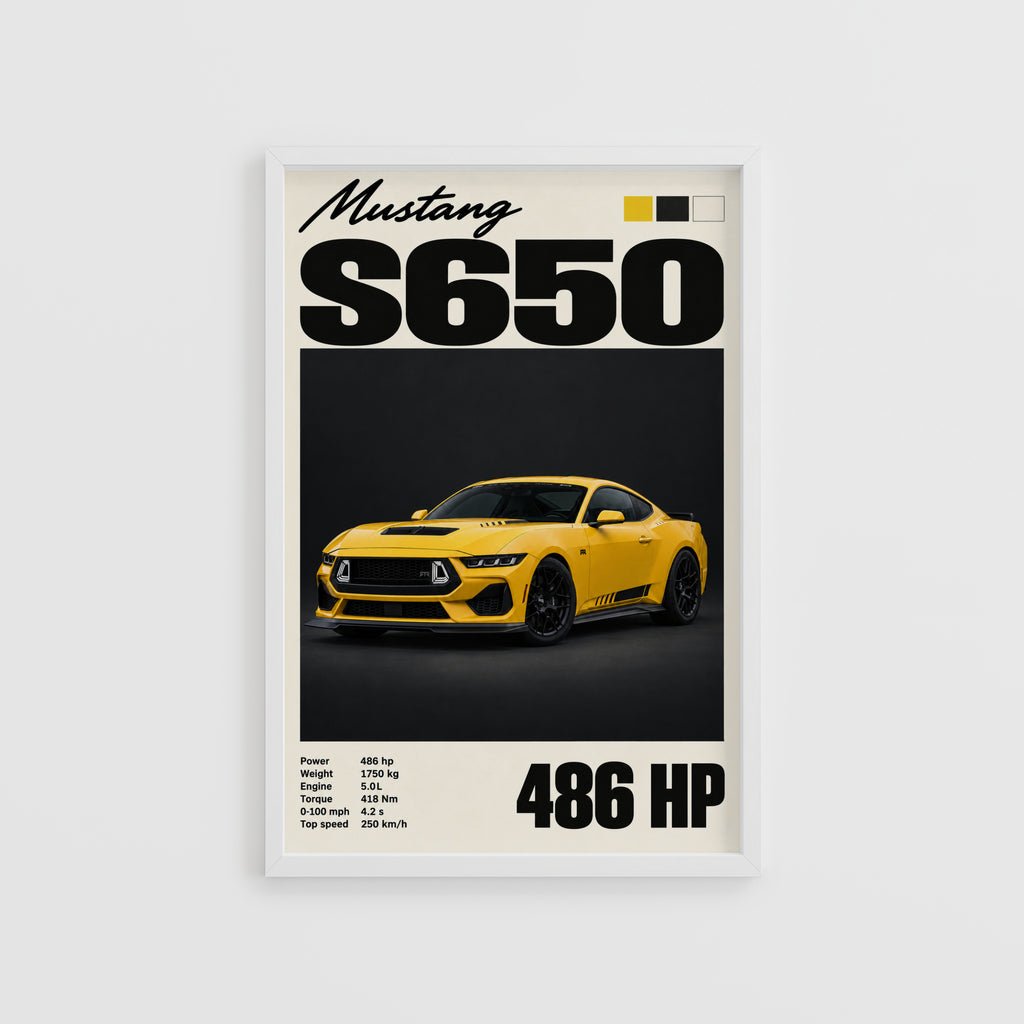 Vintage Mustang S650 Print, Car Wall Art