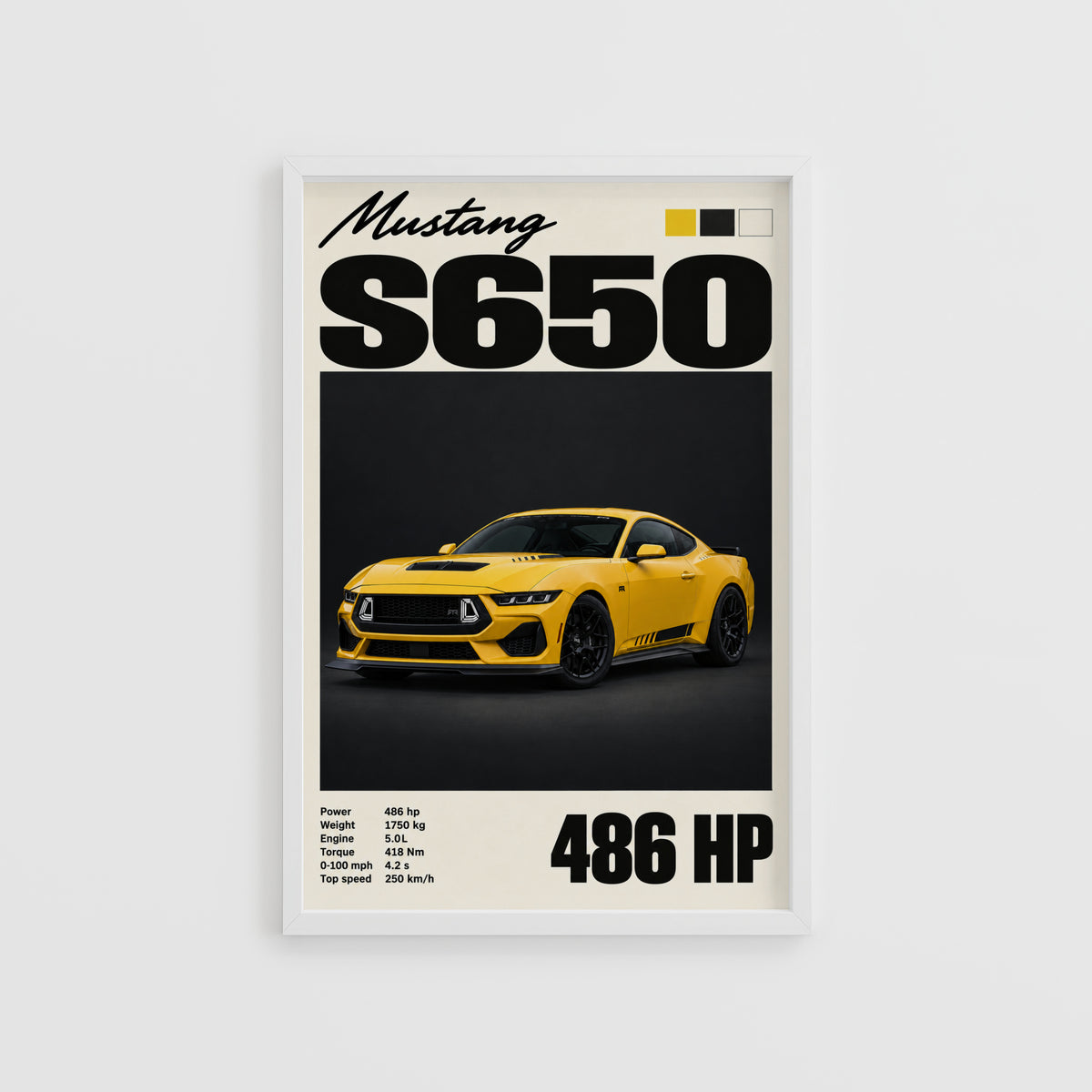Vintage Mustang S650 Print, Car Wall Art