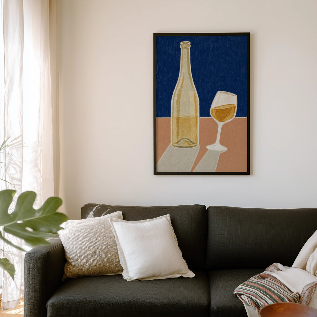 Vintage Wine Bottle Print Poster, Kitchen Wall Art