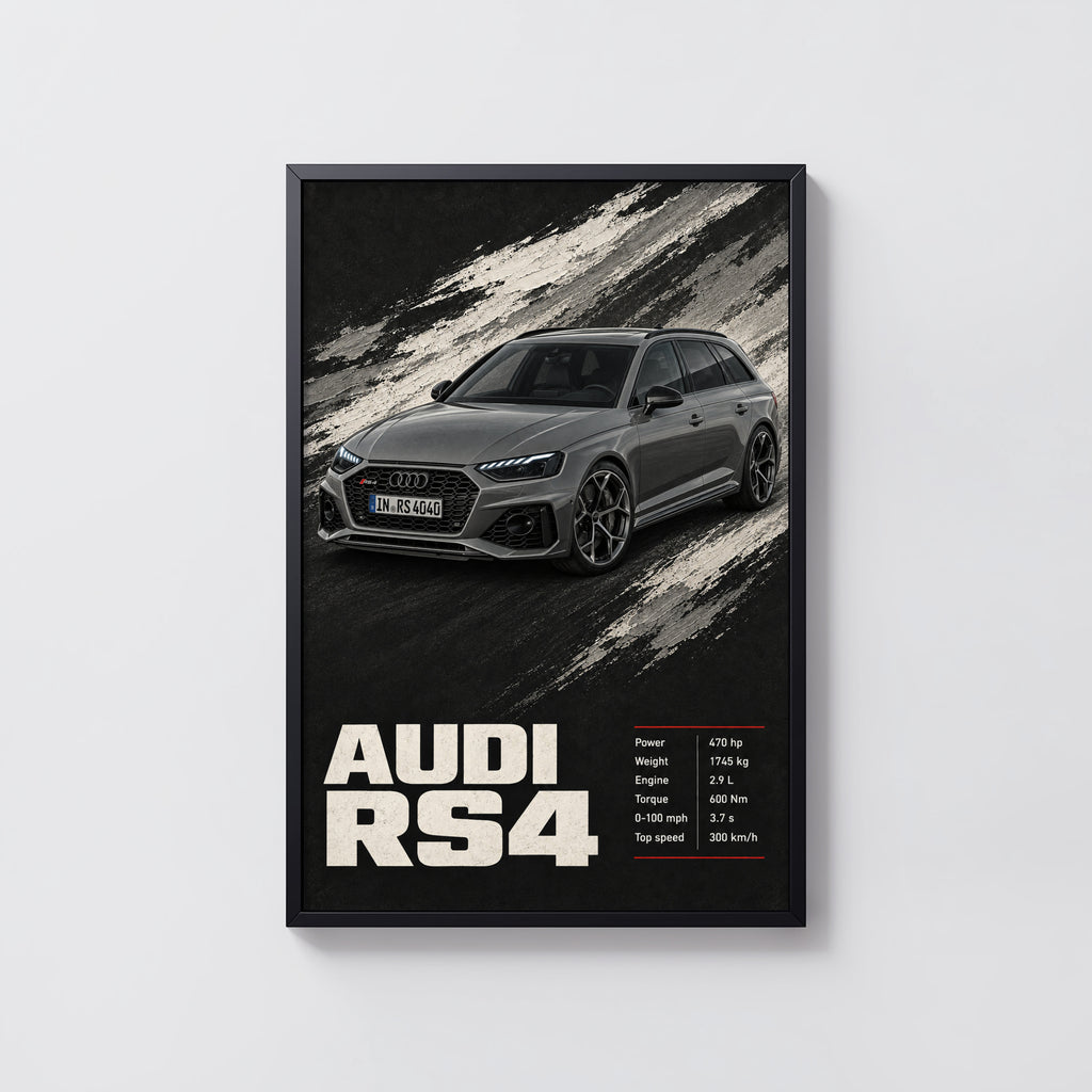 Vintage Audi RS4 Avant Print, Car Wall Art