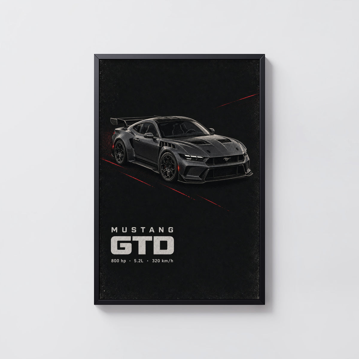 Vintage Mustang GTD Print, Car Wall Art