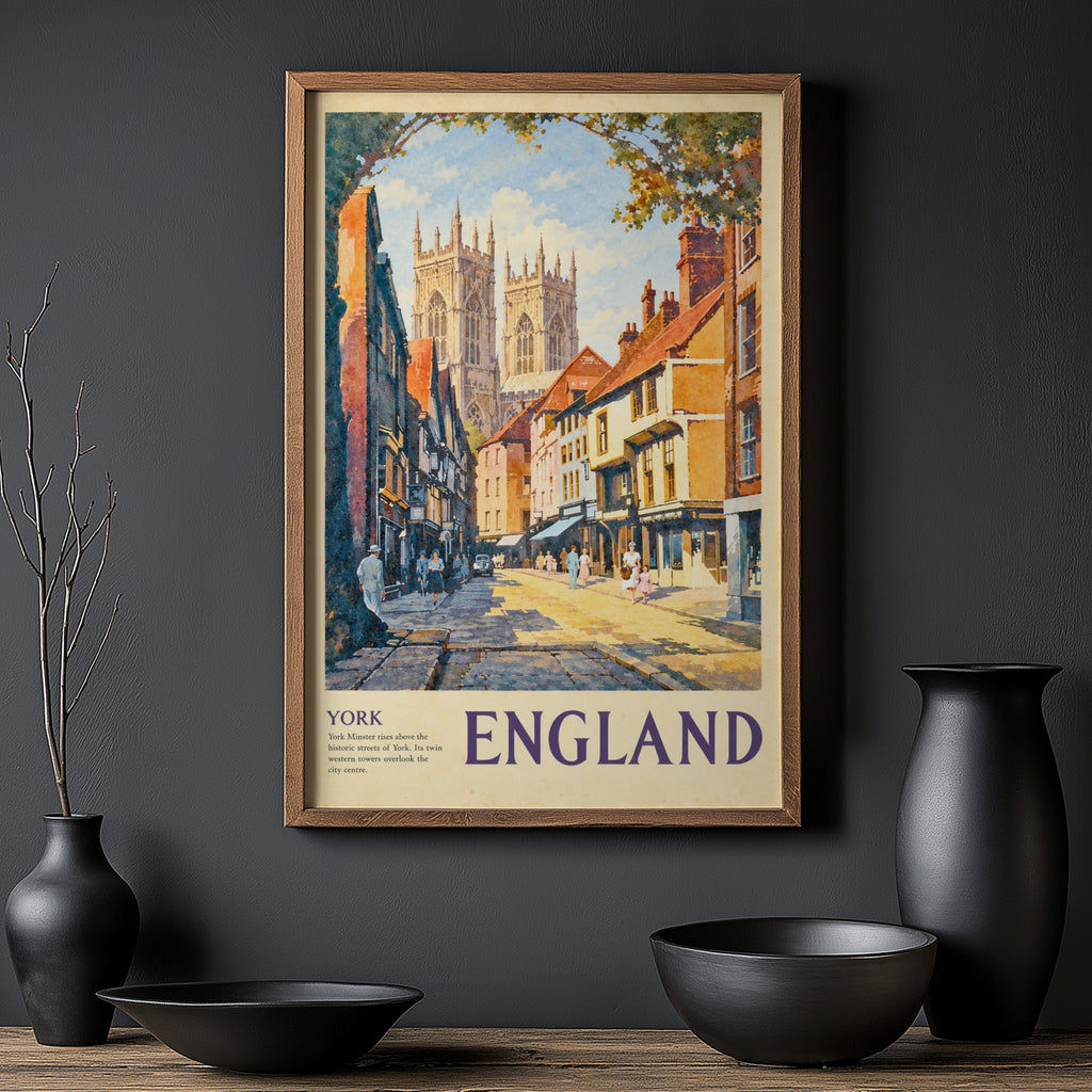 Vintage York Minster Poster, England Wall Art, Print
