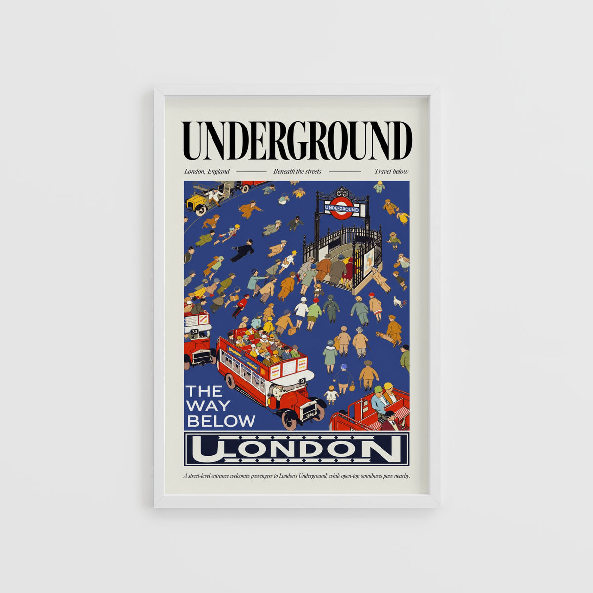 Vintage London Underground Poster, Retro Travel Wall Art