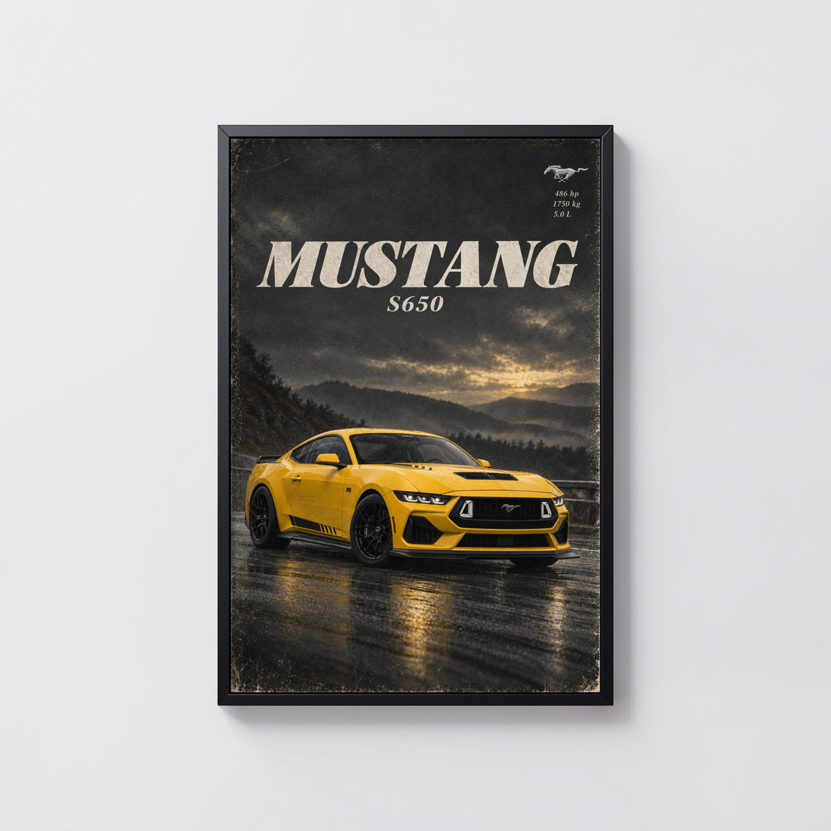 Vintage Mustang S650 Car Print, Garage Wall Art