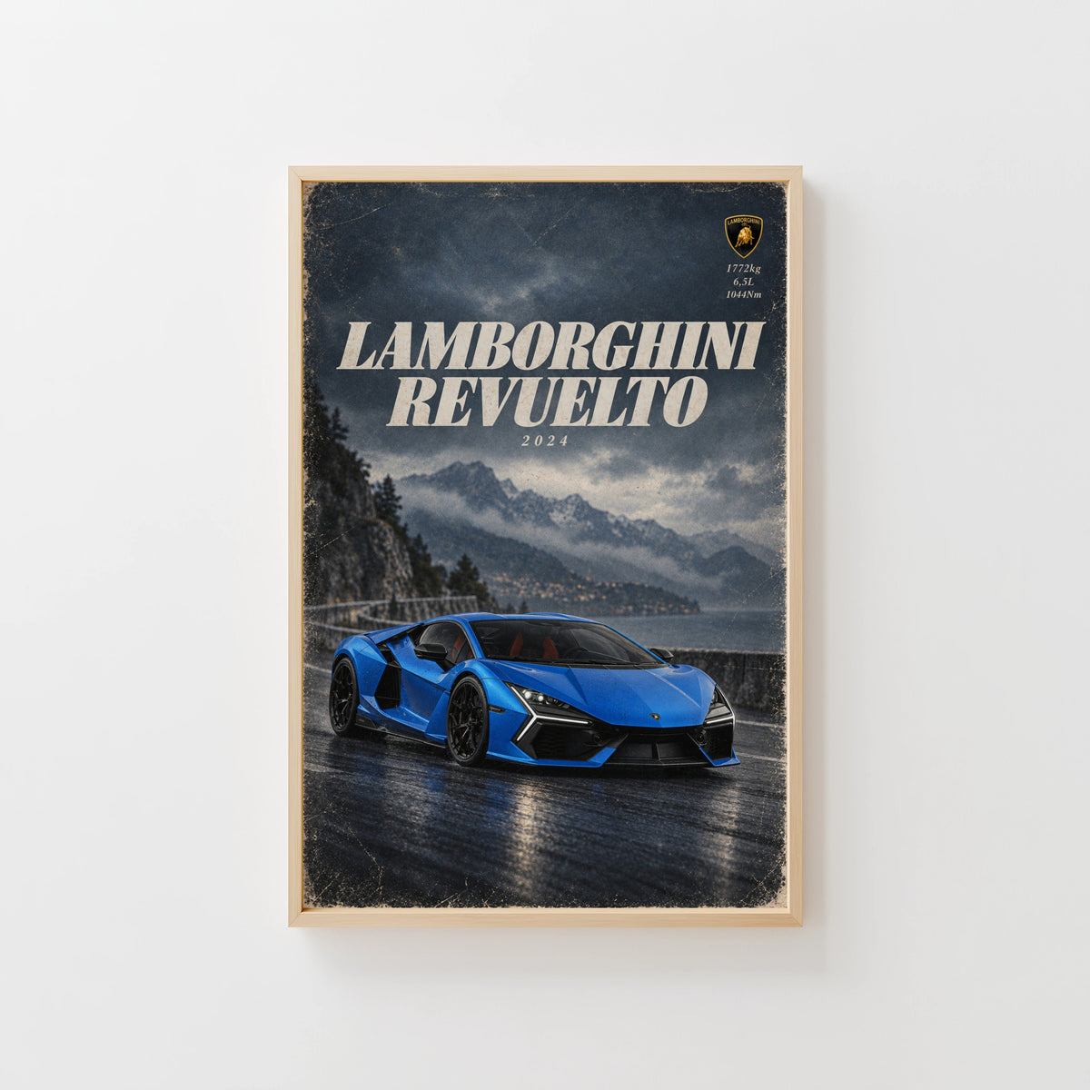 Vintage Lamborghini Revuelto Print, Supercar Art
