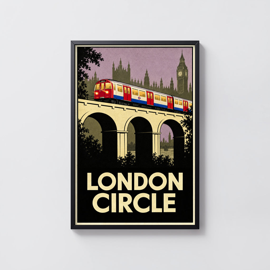 Vintage London Circle Line Print Poster, Underground