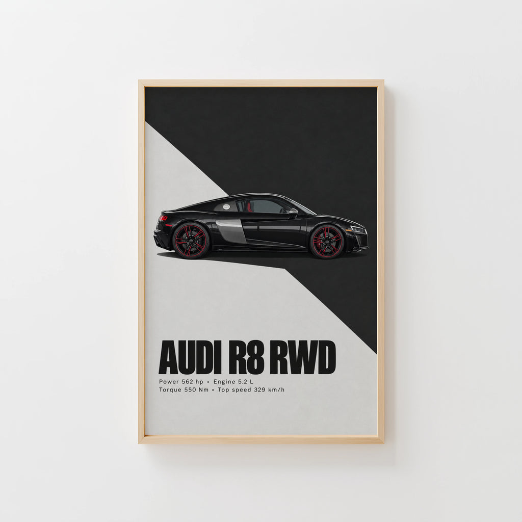 Vintage Audi R8 RWD Print, Supercar Poster, Wall Art
