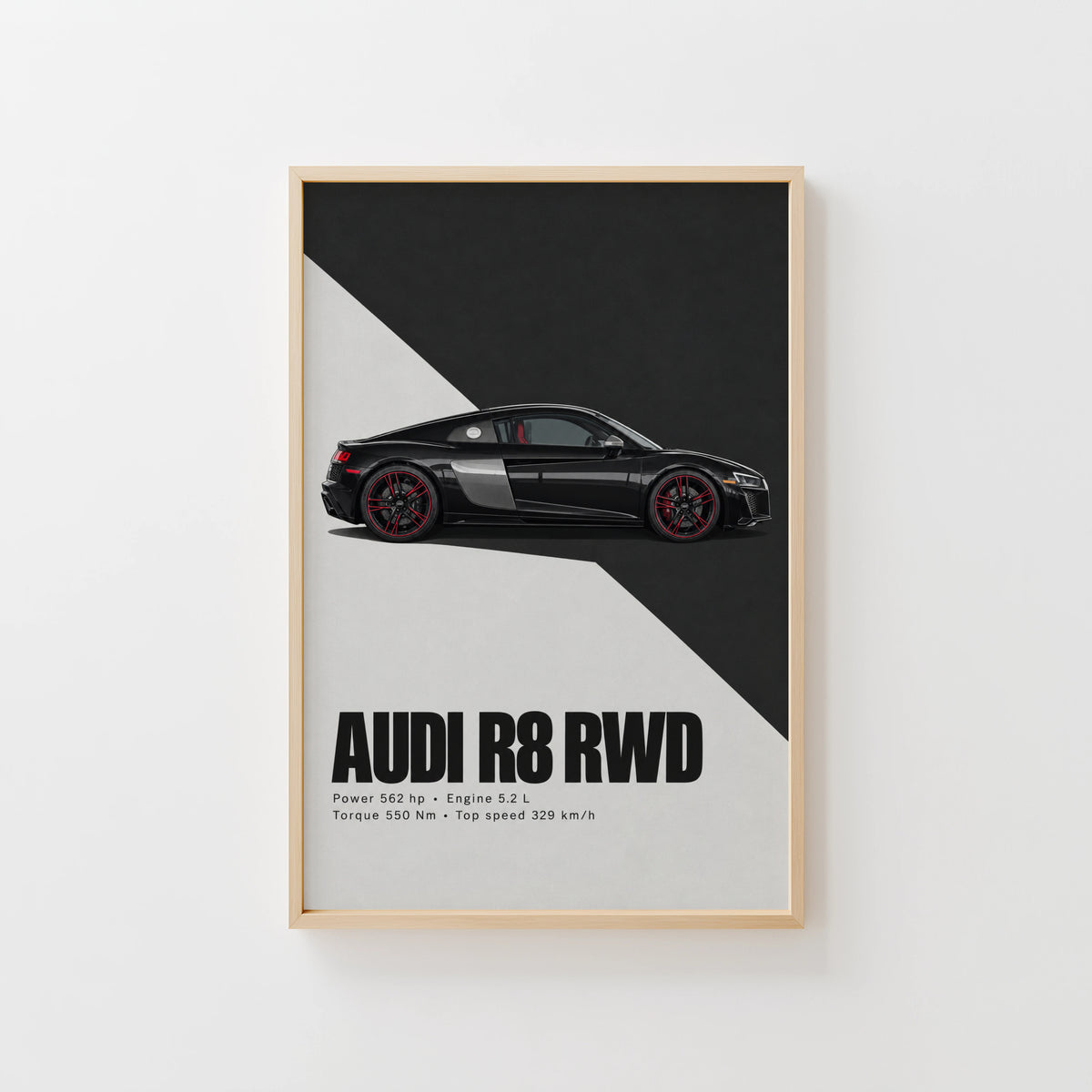 Vintage Audi R8 RWD Print, Supercar Poster, Wall Art