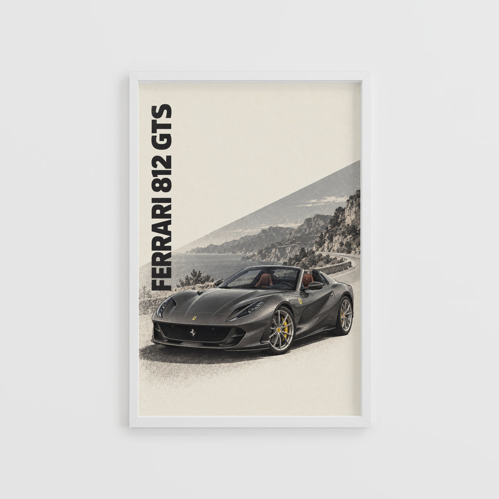 Vintage Ferrari 812 GTS Print, Supercar Wall Art