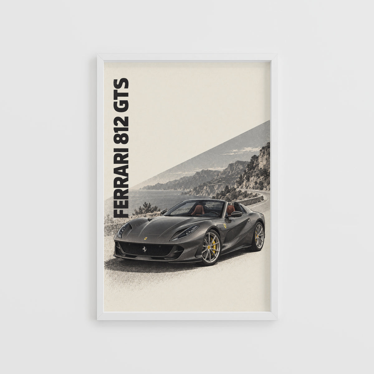 Vintage Ferrari 812 GTS Print, Supercar Wall Art
