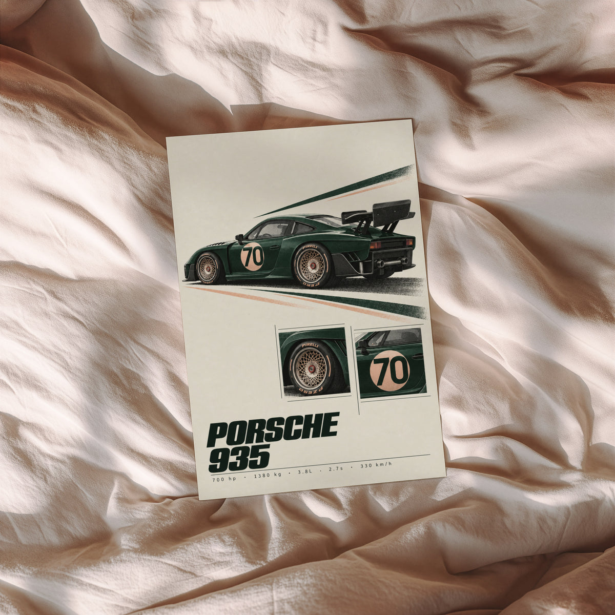 Vintage Porsche 935 Print, Racing Car Wall Art