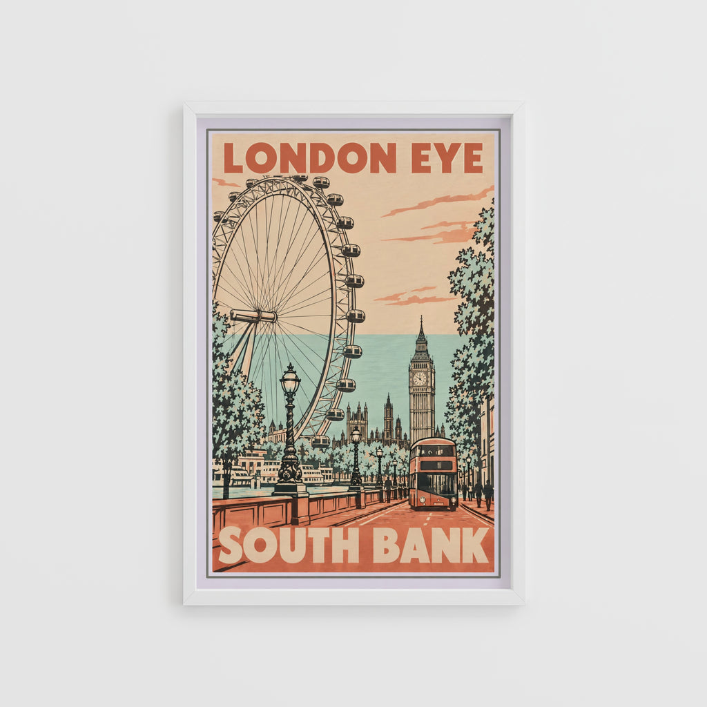 Vintage London Eye Poster, South Bank Wall Art, Print