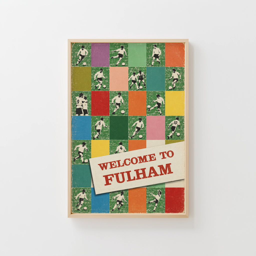 Vintage Fulham Football Poster, Retro Wall Art Print