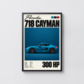 Vintage Porsche Cayman Print, Car Wall Art