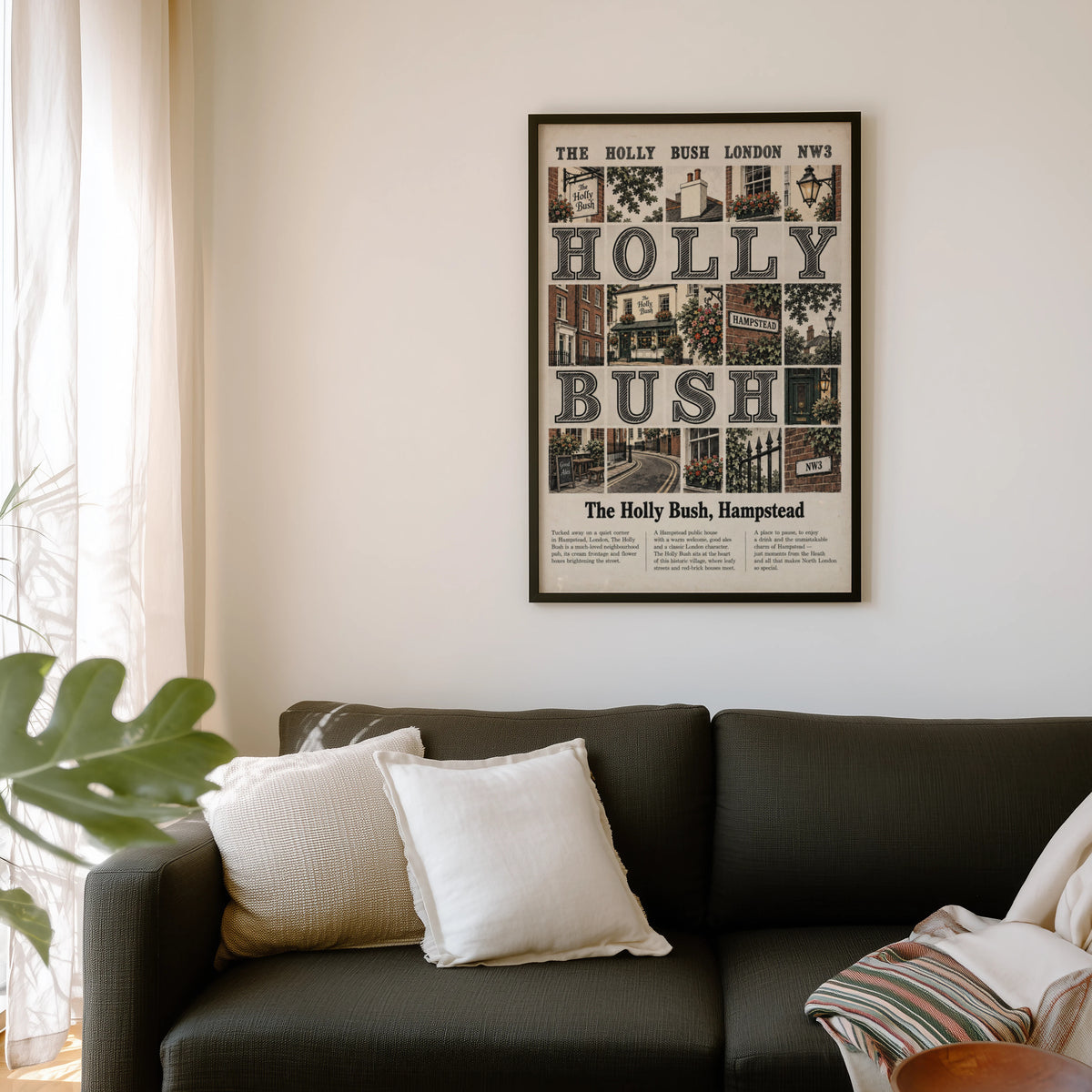 Vintage Holly Bush Hampstead London Poster, Pub Print
