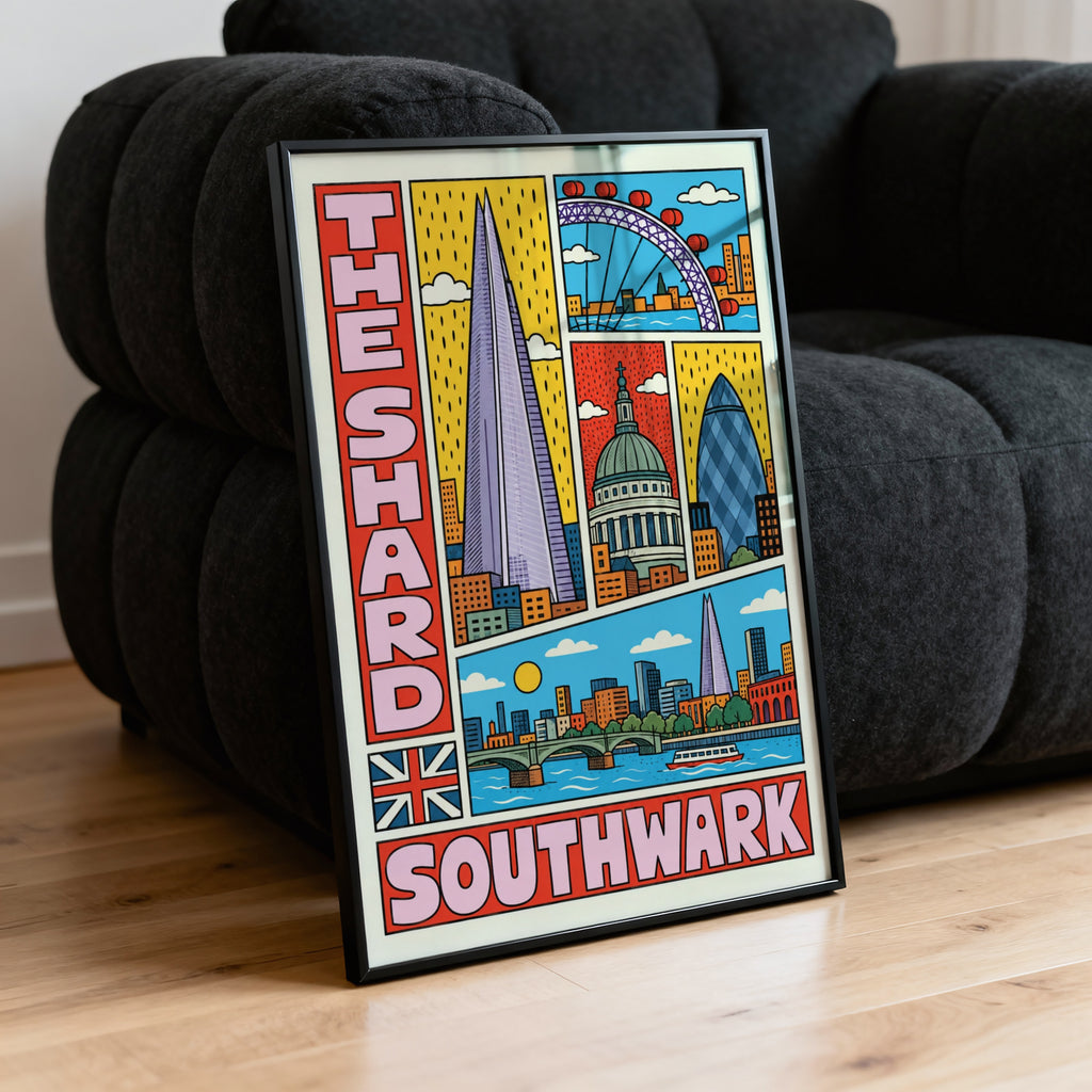 Vintage London Poster, Shard Southwark Print, Wall Art