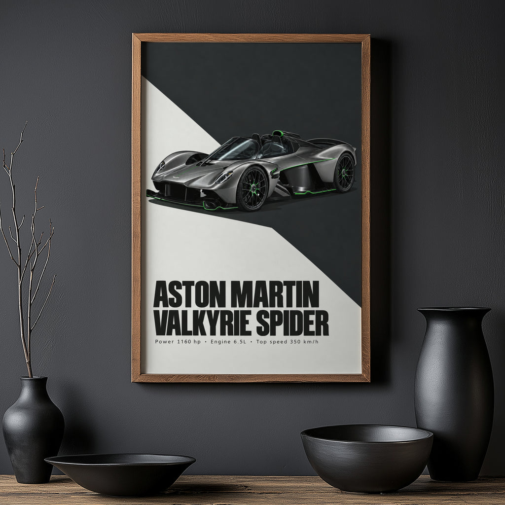 Vintage Aston Martin Valkyrie Spider Print Car Art