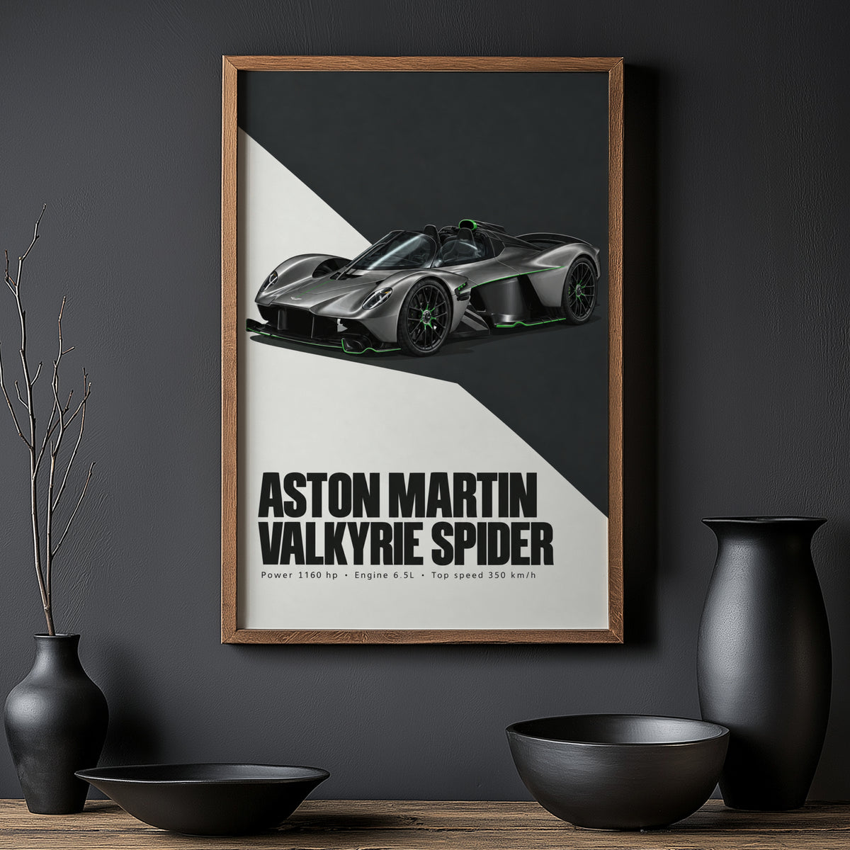 Vintage Aston Martin Valkyrie Spider Print Car Art