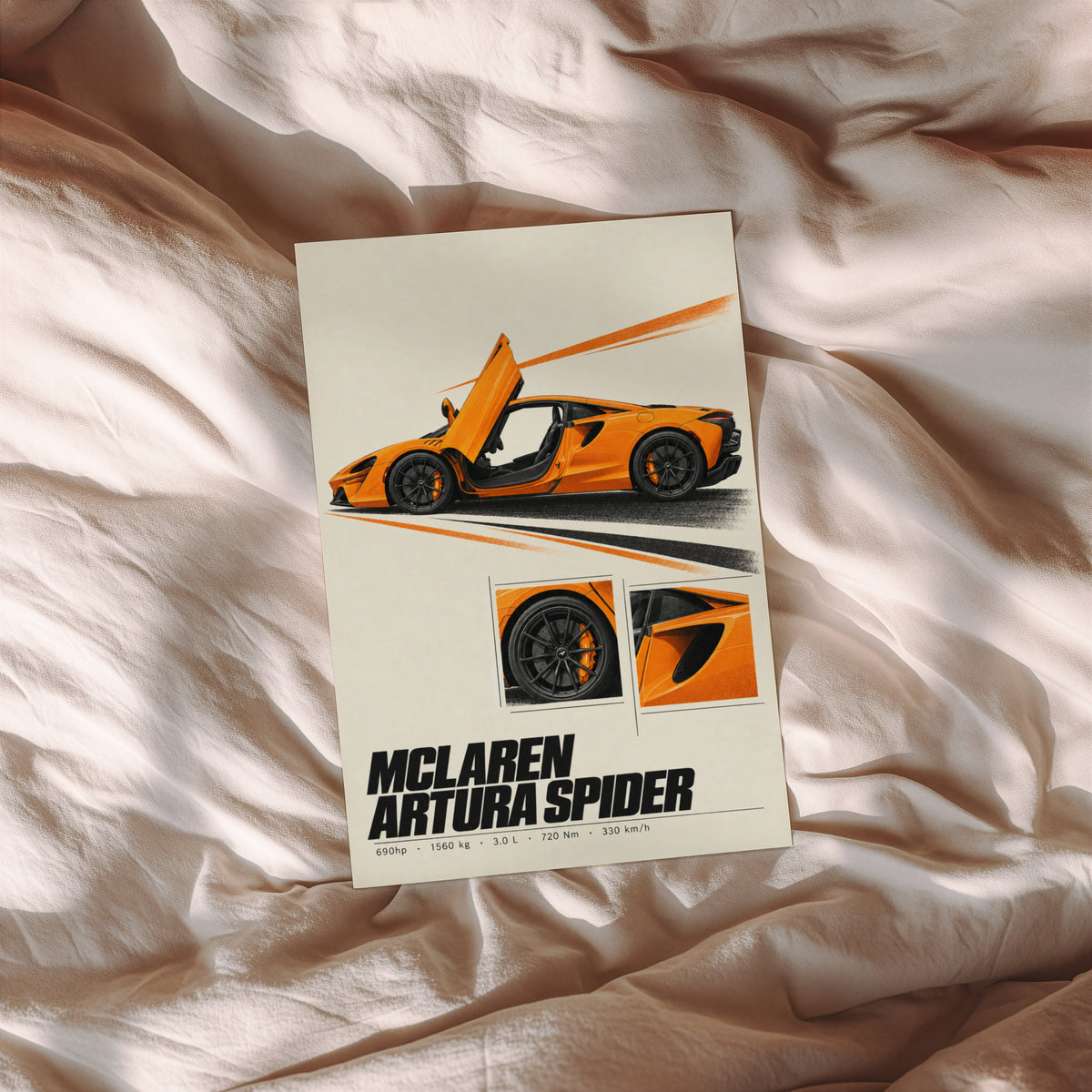 Vintage McLaren Artura Spider Print, Car Wall Art