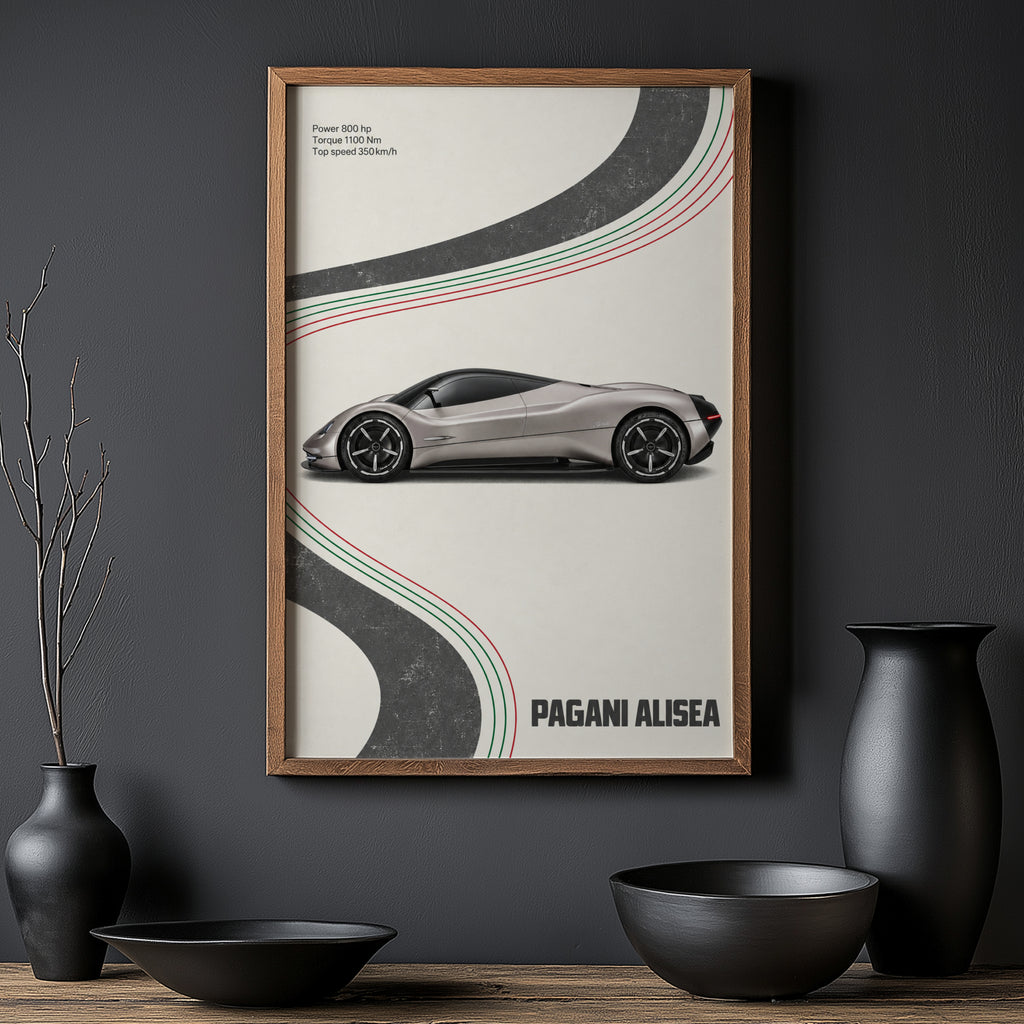 Vintage Pagani Alisea Print, Supercar Poster, Car Wall Art