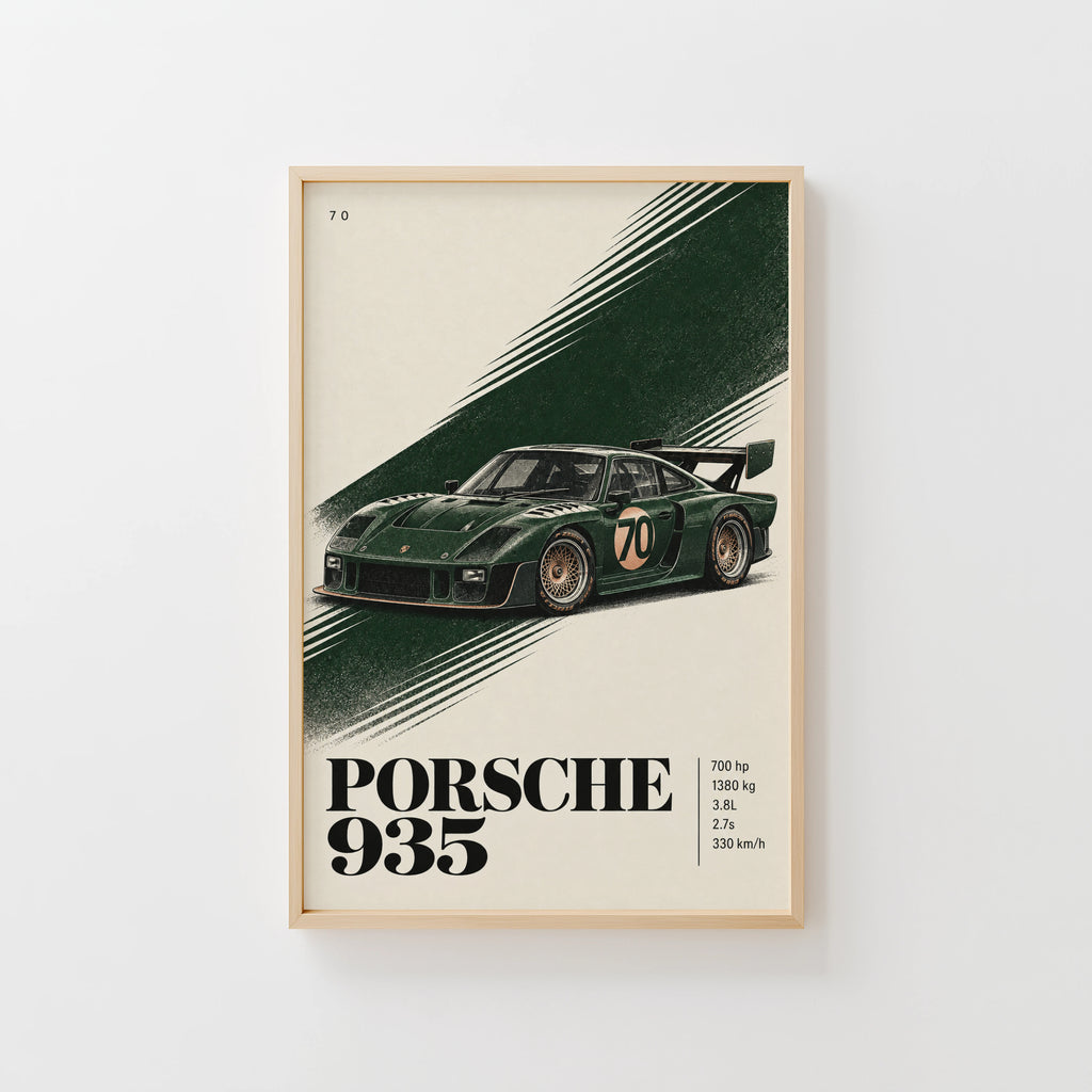 Vintage Porsche 935 Print, Racing Car Wall Art